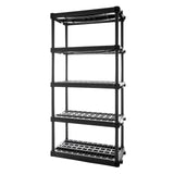 Plano 5-Shelf Plastic Storage Shelves, 73” x 36” x 18”, 750lb Capacity, Pantry, Office, Closet and Garage Shelves, Easy to Assemble, Durable Plastic Shelving Unit Plano