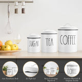 Brighter Barns Large Coffee Tea Sugar Canister Set Farmhouse Coffee Container Set - Large Airtight Food Storage Containers with Lids - Farmhouse Kitchen Decor - Coffee Station Decor & Accessories Brighter Barns