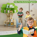 RUPOLX 5-Tier Tree Kids Bookshelf, Toddler Montessori Shelf Book Rack, Toy and Book Storage for Kids, Wooden Children's Bookcase, Toy Storage Organizer for Preschool, Kid Room, Playroom, Nursery-002 RUPOLX