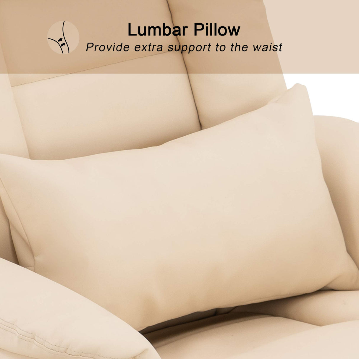 MCombo Swivel Recliner with Ottoman Chair, TV Chair Sets with Vibration Massage, for Small Space Living Room Bedroom 9096 9099 (Faux Leather, Cream White) MCombo