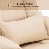 MCombo Swivel Recliner with Ottoman Chair, TV Chair Sets with Vibration Massage, for Small Space Living Room Bedroom 9096 9099 (Faux Leather, Cream White) MCombo