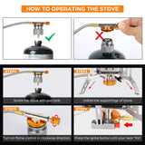 Odoland 3500W Windproof Camp Stove Camping Gas Stove with Fuel Canister Adapter, Piezo Ignition, Carry Case, Portable Collapsible Stove Burner for Outdoor Backpacking Hiking and Picnic Odoland