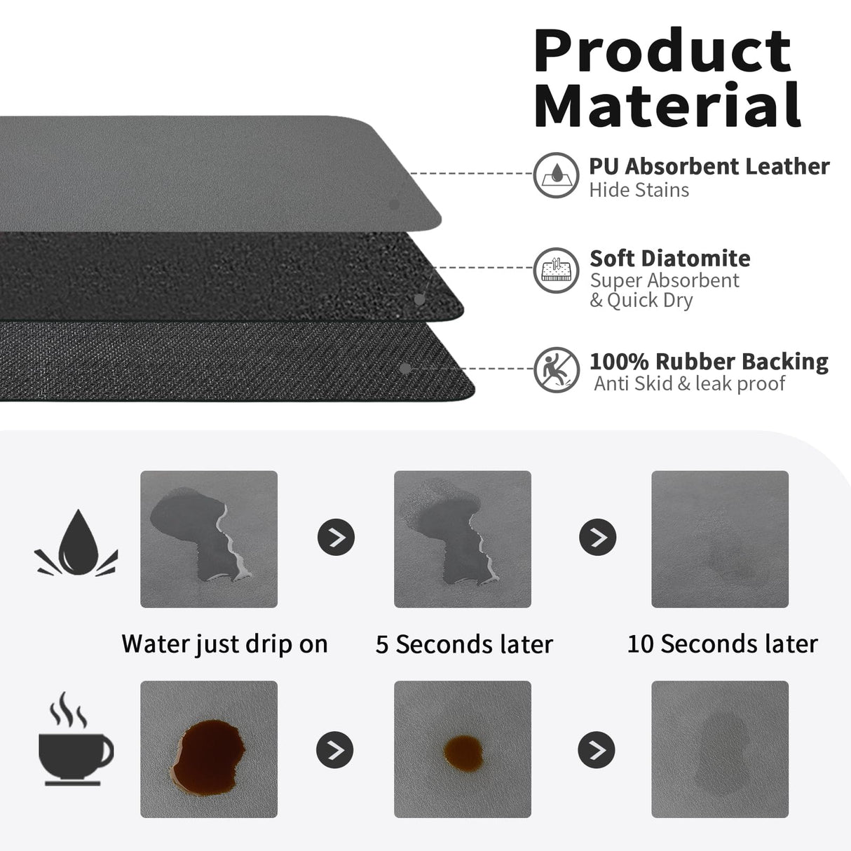 HotLive Coffee Mat - Coffee Bar Mat for Countertops | Coffee Bar Accessories Fit Under Coffee Maker Espresso Machine | Absorbent Hide Stain Rubber Backed Dish Drying Mat for Kitchen Counter HotLive