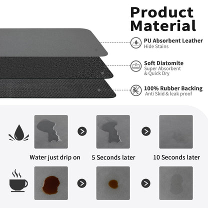 HotLive Coffee Mat - Coffee Bar Mat for Countertops | Coffee Bar Accessories Fit Under Coffee Maker Espresso Machine | Absorbent Hide Stain Rubber Backed Dish Drying Mat for Kitchen Counter