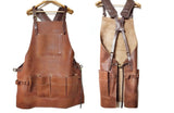 Leather Hubb 8-Pocket Leather Tool Apron Electrician Apron, Carpenter Apron, Tool Pouch, Apron for Welding, Blacksmith, Woodworking, BBQ Apron | Heat & Flame Resistant | Adjustable 33” to 54” Leather Hubb