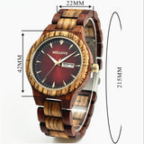 MIEASVE Handmade Wood Watches for Men Red Dial Lightweight Analog Quartz Wooden Watch Adjusted Band MIEASVE