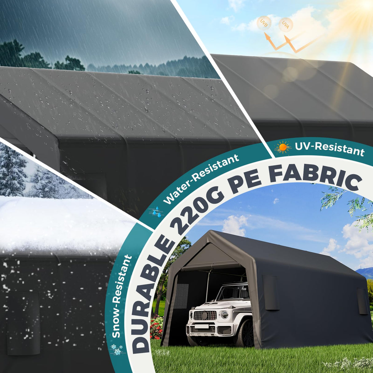 EROMMY 10x20 FT Heavy Duty Carport with All-Steel Metal Frame, Portable Garage with Reinforced Base, All-Season Car Canopy for Car, Boat, Truck ﻿ EROMMY