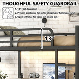 thctvous Queen Loft Bed with Desk,Gaming Loft Bed with LED, Guardrail,Heavy Duty Metal Bed Frame for Adults Teens,Space-Saving,Noise Reduced (Black, Queen) Thctvous