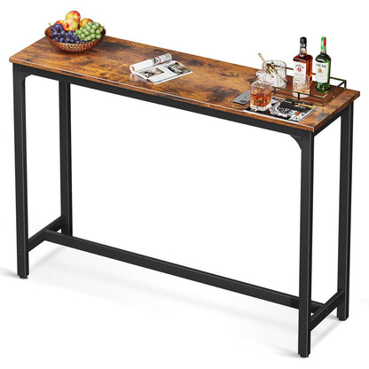 ODK 55 Inch Rustic Brown Bar Height Pub Table - Versatile Indoor Dining & Counter Table