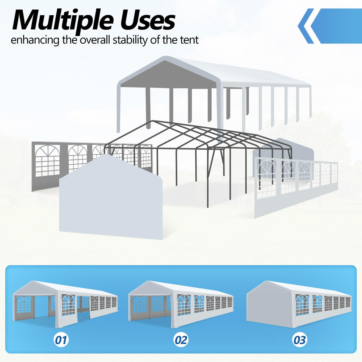 Outdoor Heavy Duty Party Tent Large Canopy Wedding Event Shelter Carport with Removable Sidewalls & 4 Sand Bags for Patio Outdoor Garden Events, White (20x40 FT) HOWSVN