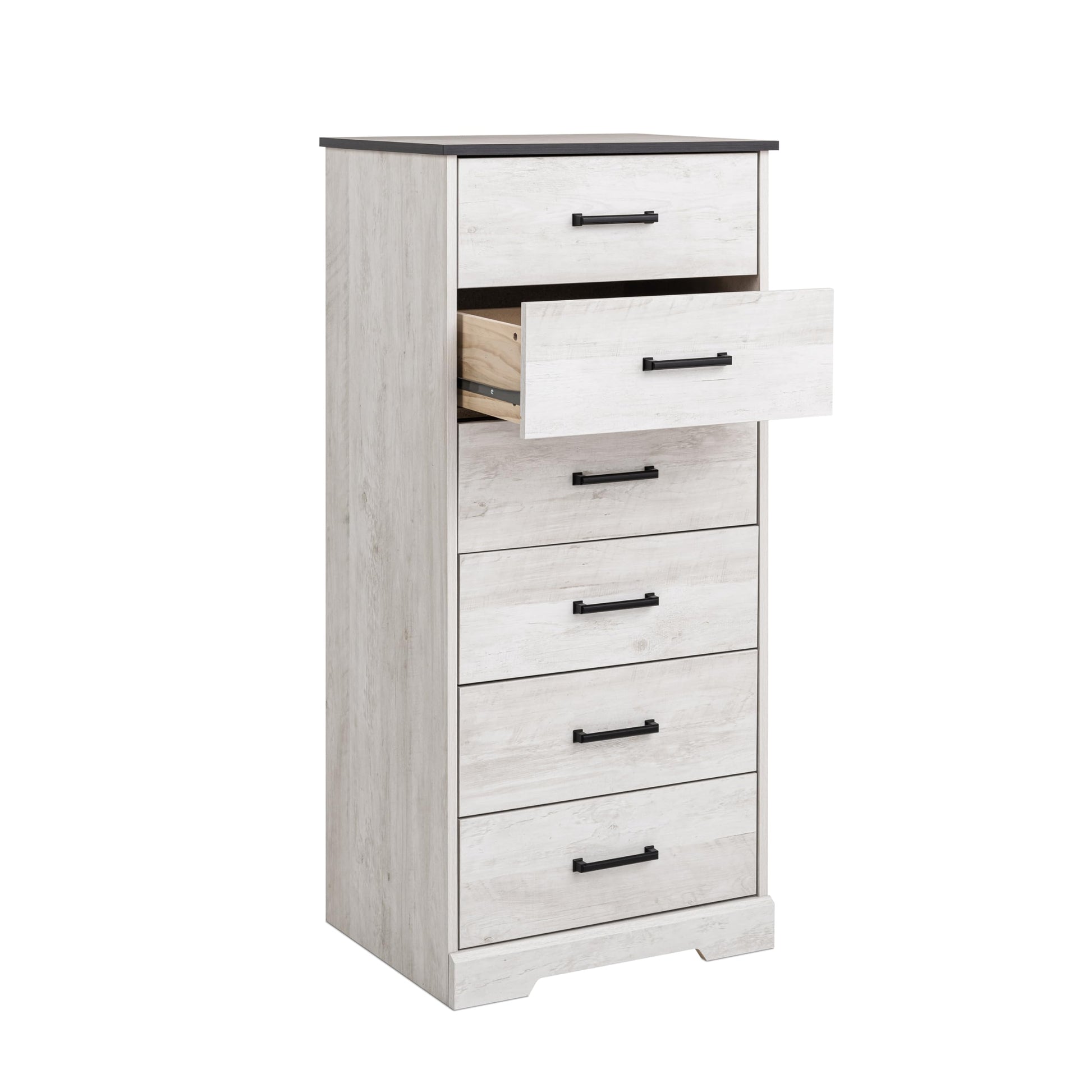 Prepac Dresser for Bedroom, Chest 6 Drawers, 18.5" D x 23.75" W x 51.5" H, Washed White - WoodArtSupply