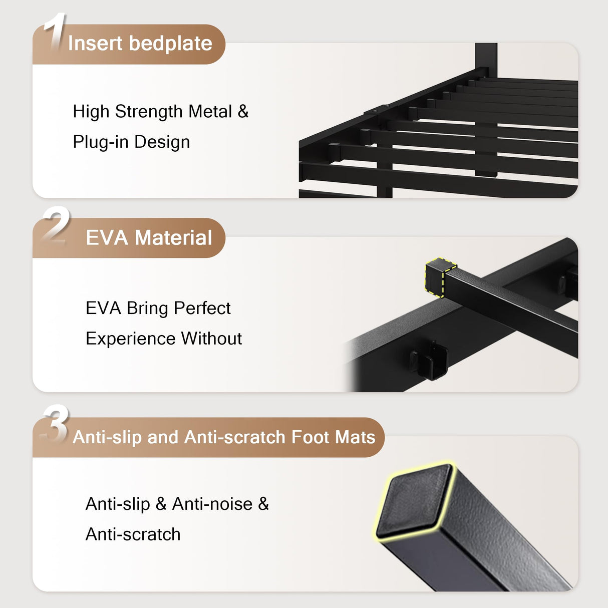 Einhomn Twin Size Metal Bed Frame, Platform Bed with Upholstered Button Tufted Headboard, 12" Underbed Storage, Steel Slats Support, No Box Spring Needed, Easy Assembly, Noise-Free, Dark Grey Einhomn