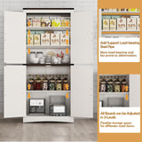 Hlivelood 71in Farmhouse Tall Storage Cabinet with Adjustable Shelves and Barn Doors in White Hlivelood
