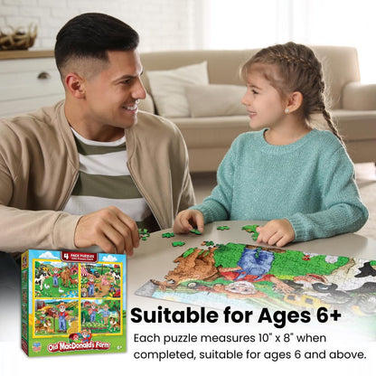 MasterPieces – Jigsaw Puzzle Set for Kids 6+ Years, 4-Pack of 100 Pieces, Educational and Fun Game, World of Animals Collection, Gift Idea for Children, 8" x 10