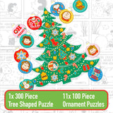 Ceaco - Peanuts 12 Days Of Christmas Advent Calendar Puzzles – Eleven 100 Piece Mini Ornament Jigsaw Puzzles And One 300 Piece Christmas Tree Jigsaw Puzzle – 1,400 Total Pieces Ceaco