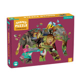 Mudpuppy African Safari 300 Piece Shaped Puzzle from Mudpuppy - 22.75" x 15.5" Elephant Shaped Jigsaw Puzzle for Kids, Provides Hours of Family Fun, Ages 7+ Mudpuppy