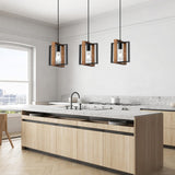 9MMML Wood Pendant Light Kitchen Island Set of 3, Farmhouse Hanging Lamp with 62'' Height Adjustable Cord, Small Ceiling Pendant Light Fixture for Dining Room, Entryway, Foyer 9MMML