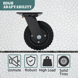 Lygoeege Swivel Heavy Duty Caster Wheel, 6 Inch*2, 800lb Capacity, Black Rim, Solid Rubber, Cast Iron,Outdoor, Flat Free for Carts, Dolly, Workbench,Trolley,DIY Tools Lygoeege