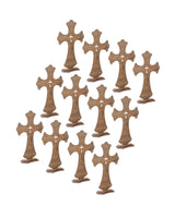 12 Inch 12 Pack Brown Wood Crosses Torched Wooden Tabletop Cross Rustic Standing Cross for Baptism Centerpieces Home Church Decor Prayer Gifts Cregugua