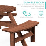 Best Choice Products 6-Person Circular Outdoor Wooden Picnic Table for Patio, Backyard, Garden, DIY w/ 3 Built-in Benches, 500lb Capacity - Walnut Brown Best Choice Products