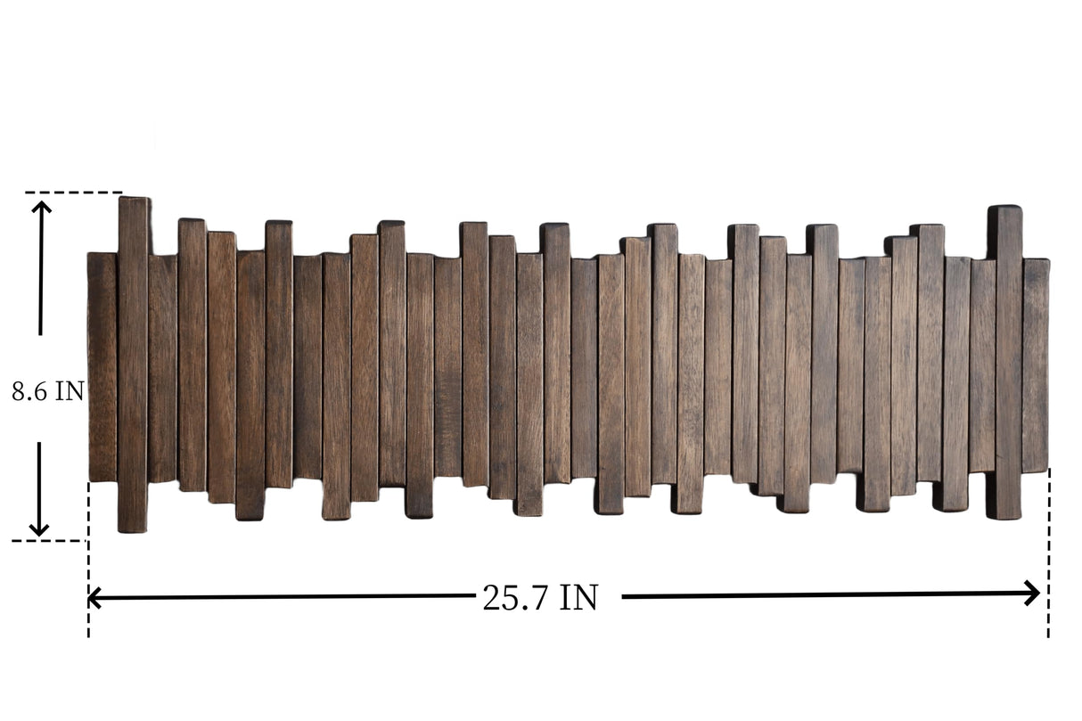 GOGREEBELL Natural Wood Wall Mounted Piano Coat Rack| Coat Rack Wall Mount| Flip Down Wall Hook Rack 7 Hooks| Entryway Wall Art Hook,Made of Acacia Wood (Wood Wax Oil Dyed Walnut Color).Wall Art GOGREEBELL