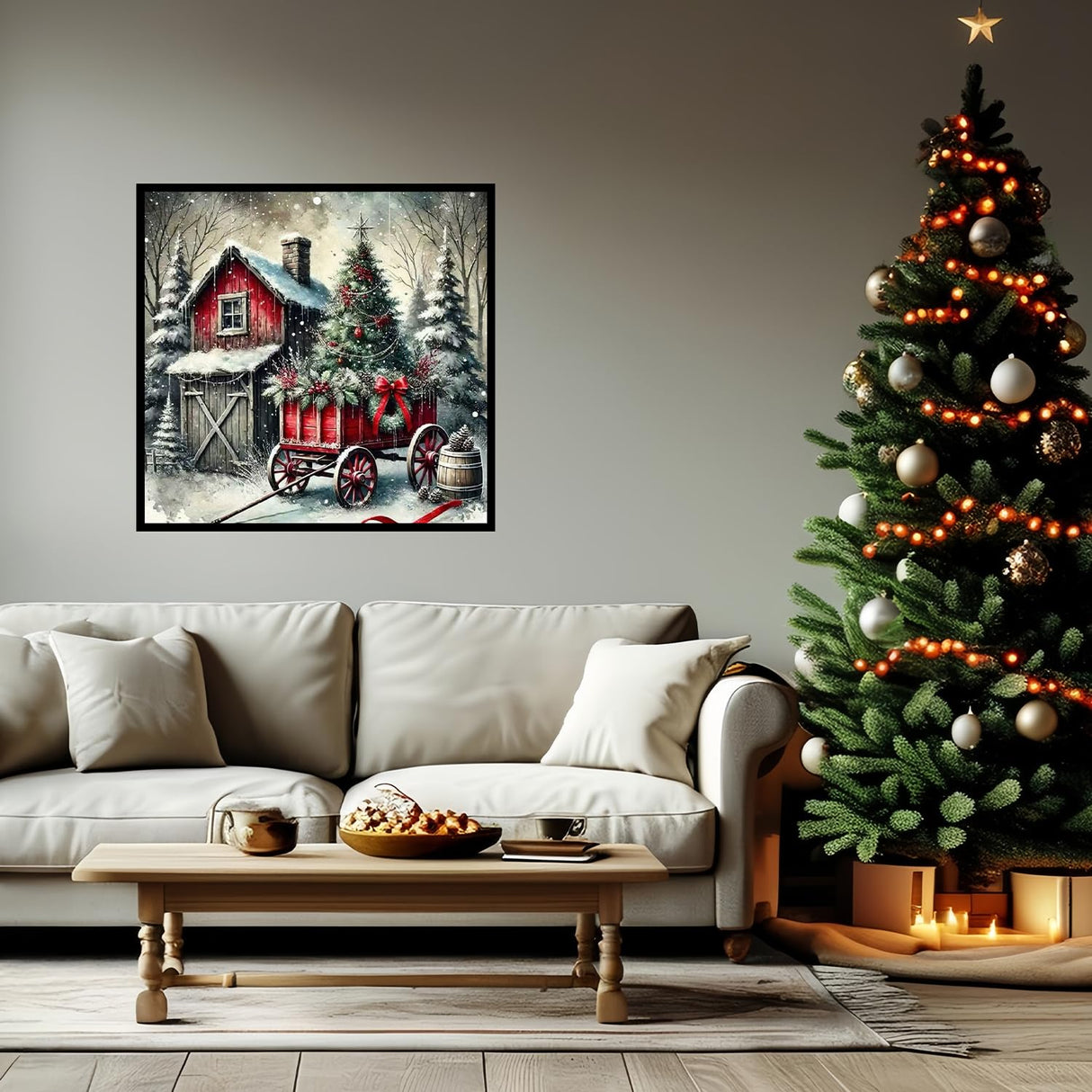 JYXSJYYD 5D DIY Christmas Diamond Art Kits for Adults,Winter House The Diamond Paintings Kits for Beginners,Paint by Diamonds Dot Full Drill Gem Art Crafts,Home Wall Decoration 13.8x13.8 inches. JYXSJYYD