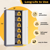 ZAOUS Garage Storage Cabinet, 72'' Tall Metal Storage Cabinets with Lock and 5 Adjustable Shelves for Home, Office, Warehouse, Grey & White ZAOUS