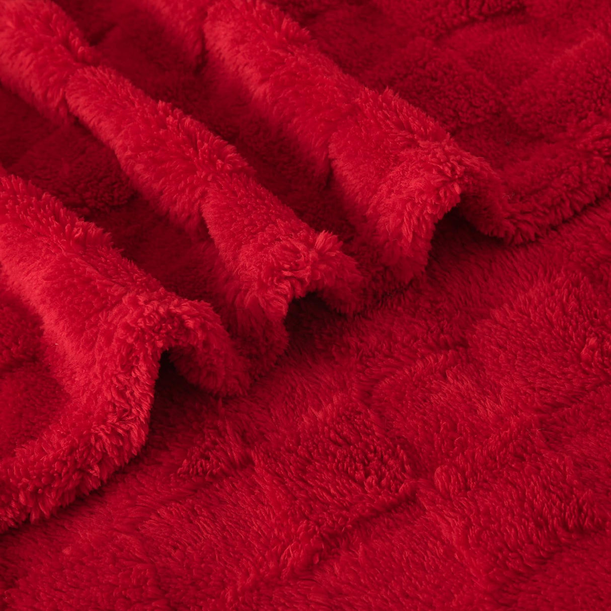Linecooo Red Fleece Throw Blanket 50”×60” for Couch Sofa Bed,Super Soft Cozy Plush Microfiber Flannel Blanket with 3D Checkered Design Lightweight Decorations for Adults,Woman,Girls Linecooo