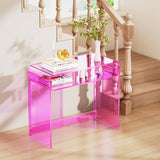 solaround Acrylic Desk Laptop Workstation Study Table Home Office Console Table Entrance Table Decor (Pink) solaround