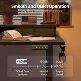 TIQLAB 48 * 24 Inch Standing Desk with Two Drawers, Stand Up Desk Adjustable Height, Electric Sit Stand Table with Storage Shelf and Splice Board, Black TIQLAB