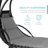 Best Choice Products Outdoor Hanging Curved Steel Chaise Lounge Chair Swing w/Built-in Pillow and Removable Canopy - Charcoal Gray Best Choice Products