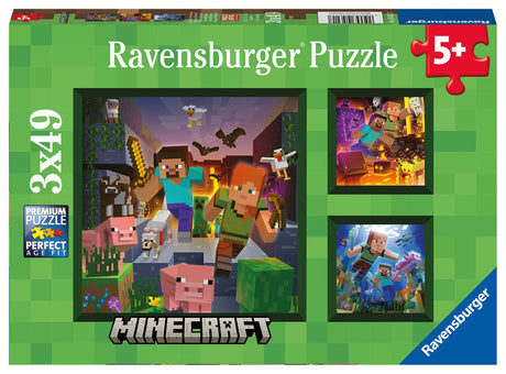 Ravensburger Minecraft Biomes - 3 x 49 Piece Jigsaw Puzzle Set for Kids | Unique Puzzling Experience | Perfect Interlocking Fit | Ideal Educational Toy for Ages 4-8 Ravensburger