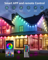 IVRICH 300FT Permanent Outdoor Lights, Smart RGB Eave Light With APP/Remote Control, IP67 Waterproof, DIY Scene Modes, Music Sync, Timer function, for Christmas, Party, Holiday Decor(2 Rolls of 150FT) IVRICH