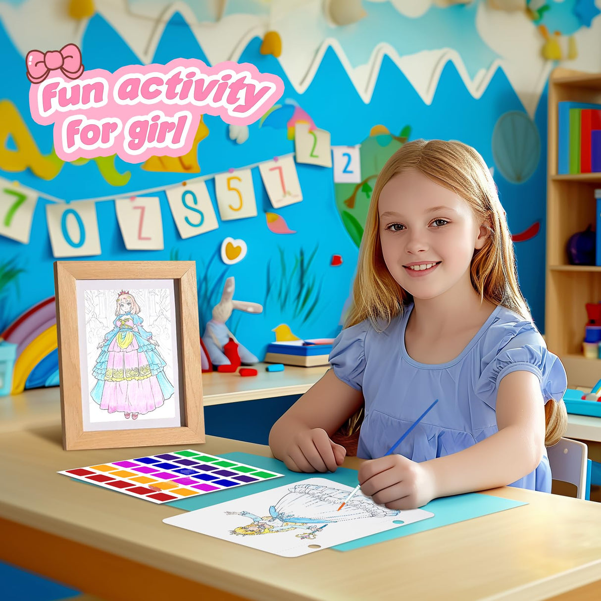 4 in 1 Paper Craft Kits for Girls,Princess Dress-up Activity Book with Water Painting,Poking Art,Sticker,Paper Cutting Craft,Arts and DIY Crafts Kit Gifts Toys for Kids Ages 4 5 6 7 8+ Years Old homicozy