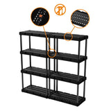 Gracious Living 4 Shelf Knect-A-Shelf Ventilated Light Duty Storage Unit 12 x 24 x 48 Organizer for Home, Garage, Basement & Laundry, Black Gracious Living