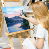 Ginkko Paint by Numbers Kit for Adults Beginner & Kids Ages 8-12 with Wooden Frame Easy Acrylic on Canvas 12x16 inch with Paints and Brushes, Mountain Sunset(Include Framed) Ginkko