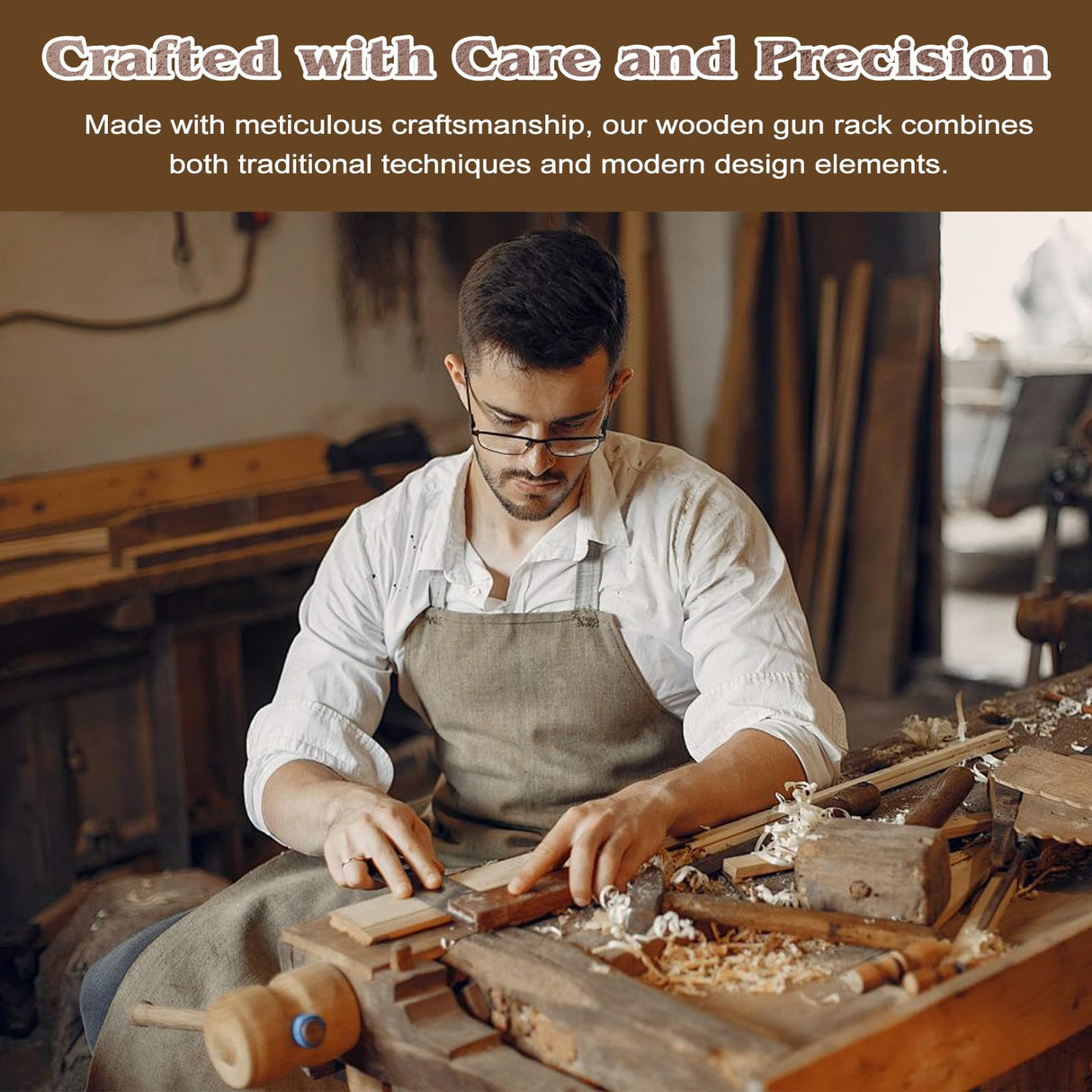 SCUNDA Wall Mount Gun Rack, Gun Rack for Wall, Wood Gun Rack for Shotguns, Rifles, Indoor Gun Wall Hanger for Home Office Storage Display, 2 Pack (Light Brown) SCUNDA