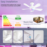 NKPU 36inch Ceiling Fans with Lights and Remote/App Control, Flush Mount Ceiling Fan with Reversible Dc Motor RGB Dimmable Light, Noiseless White Modern Small Ceiling Fan for Bedroom Indoor/Outdoor NKPU