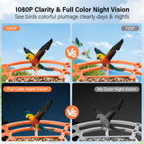 Smart Bird Feeder with Camera, Wireless Outdoor Solar Bird Feeder, Solar-Powered WiFi 1080P Live Camera, Auto Capture & Motion Detection ZENFLIX