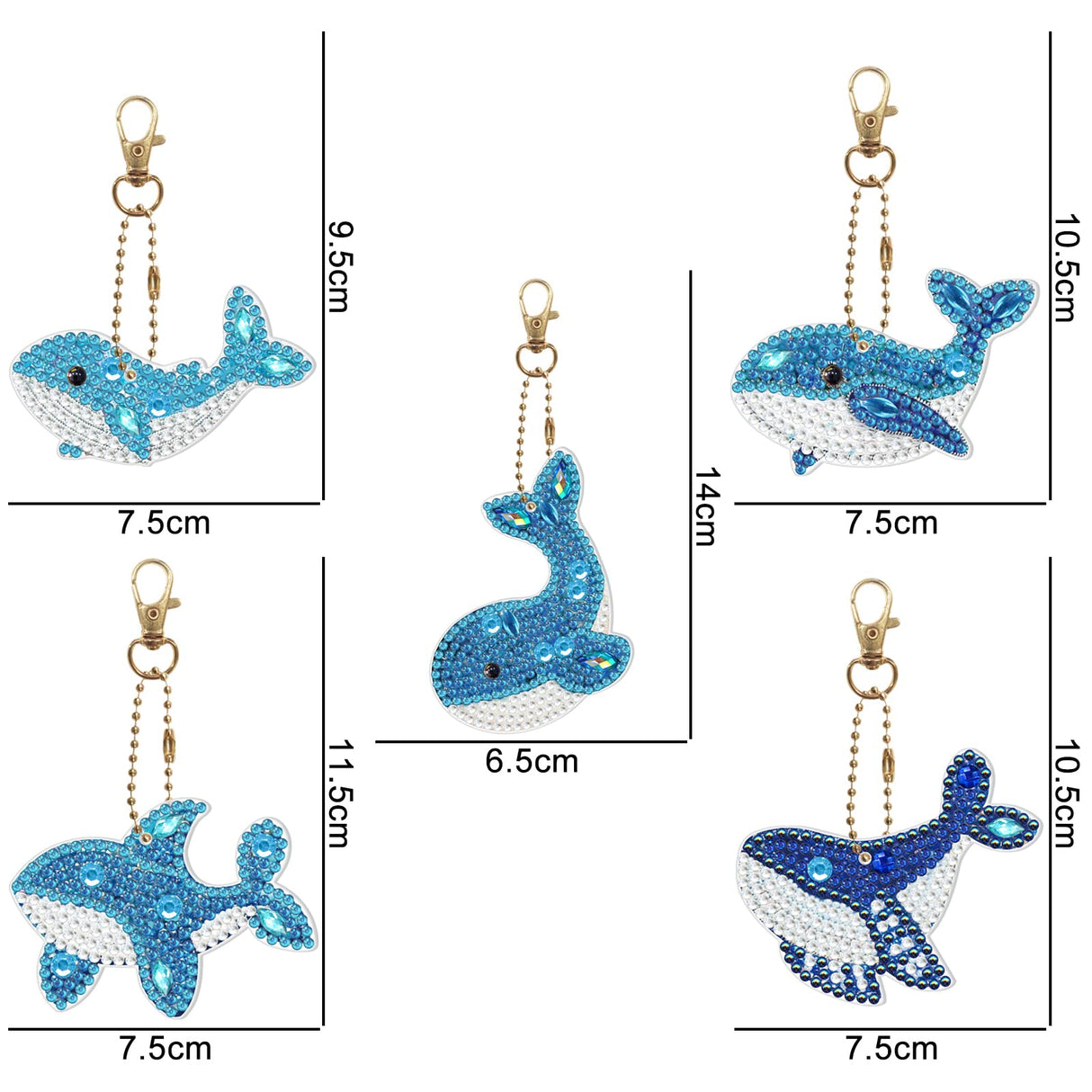 JBTM24 Diamond Painting Keychains Kits, Double Sided Diamond Art Keyrings for Adults, DIY Art Key Rings Ornaments Kits (Whale) JBTM24