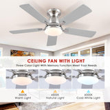 Mpayel Ceiling Fans With Lights and Remote/APP Control,46" Flush Mount Ceiling Fan Dimmable DC Motor，Low Profile Ceiling Fan for Bedroom,Living Room,Brushed Nickel Mpayel