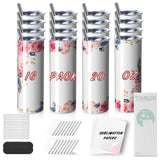 MURRICON 16 Pack Sublimation Tumblers 20 oz Skinny,Stainless Steel Insulated Sublimation Blanks Tumbler with Lid,Straw,Sublimation Paper,Individually Boxed,Shrink Wrap and Rubber Bottom MURRICON