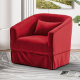 Nolohoo Swivel Accent Chair, Comfy Modern Swivel Barrel Chairs with Skirt, 360°Upholstered Velvet Small Club Armchair Reading Chairs for Living Room Nursery Bedroom Lounge, Red Nolohoo
