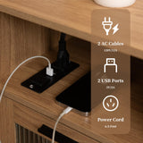 23inch Nightstand with Charging Station,2 AC outlets and 2 USB Ports, Mid Century Modern Nightstand, Bedside Tables for Bedroom, Natural Wood Side Table with Storage Drawer(Wood-1PCS) i-VTIES