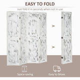 HOMCOM 5.5' Tall 4-Panel Room Divider and Folding Privacy Screen, Woodgrain Freestanding Privacy Divider, Partition Wall, Rustic White HOMCOM