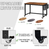 AHB 47" Rolling Computer Desk with 4 Smooth Wheels and 3 Iron Hooks, Simple Style Mobile Writing Desk Home Office Study Table Movable Workstation with Metal Frame AHB