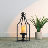 Glitzhome 16.5" H Modern Farmhouse Black Metal Lantern Decorative Hanging Candle Lanterns (Small) Glitzhome