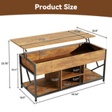 Coffee Tables for Living Room, 47.2 inches Lift Top Coffee Table with Storage, Farmhouse Modern Rustic Brown Living Room Tables EDWINENE