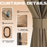 10’x12’ 4-Side Wall Gazebo Privacy Curtains with Zipper for Lowe's Allen Roth #GF-12S004B-1 / GF-12S004BTO / TPGAZ17-002, 4-Panels Sidewall Curtains Replacement for 10-ft x 12-ft Gazebo (Khaki) Fengind