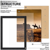 A PLUS MAX 20x27 Frame, Black Engineered Wood Picture Frame for 20 x 27 Inch Puzzle Poster Photo, Light Weight 20 by 27 Poster Frame with Wood-grain for Wall - 1 Pack/Black/20 x27 A PLUS MAX